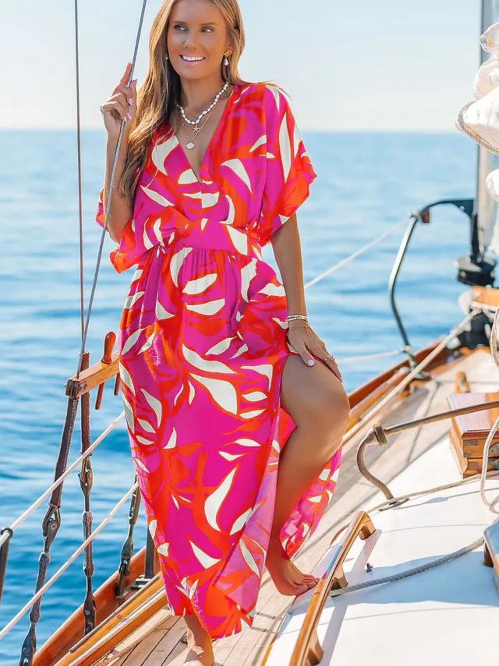 Cupshe Fuchsia & Pink Tropical Midi Dress